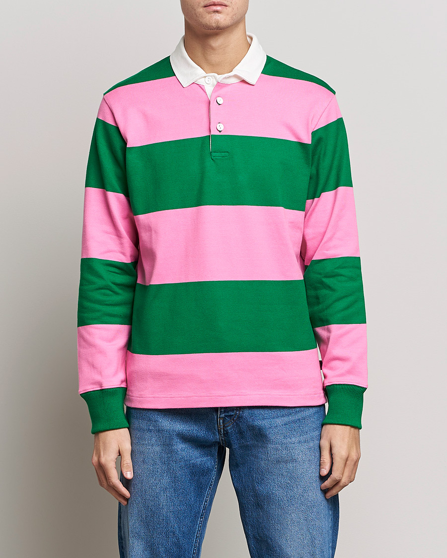 Herre | Trøjer | Rowing Blazers | Block Stripe Rugby Pink/Green