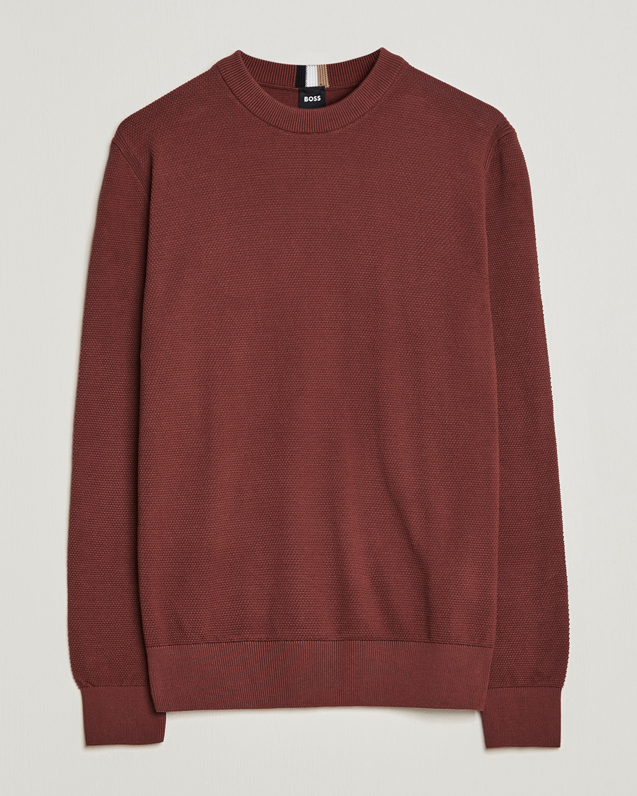 Herre | Trøjer | BOSS BLACK | Ecaio Knitted Structured Sweater Medium Brown