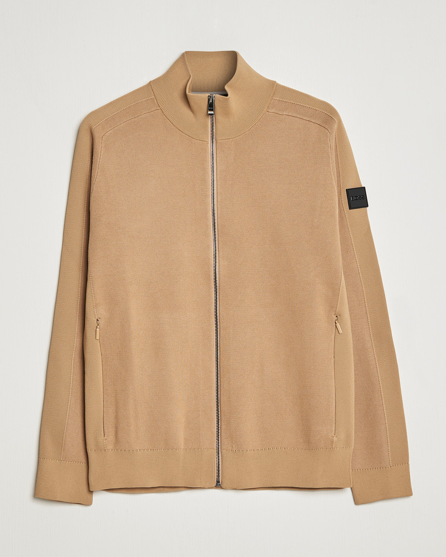 Herre | Trøjer | BOSS BLACK | Fisio Knitted Full Zip Medium Beige