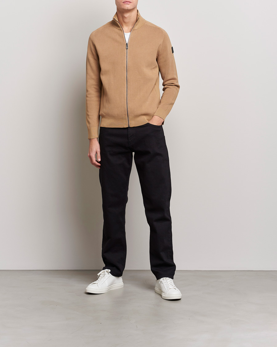 Herre | Trøjer | BOSS BLACK | Fisio Knitted Full Zip Medium Beige