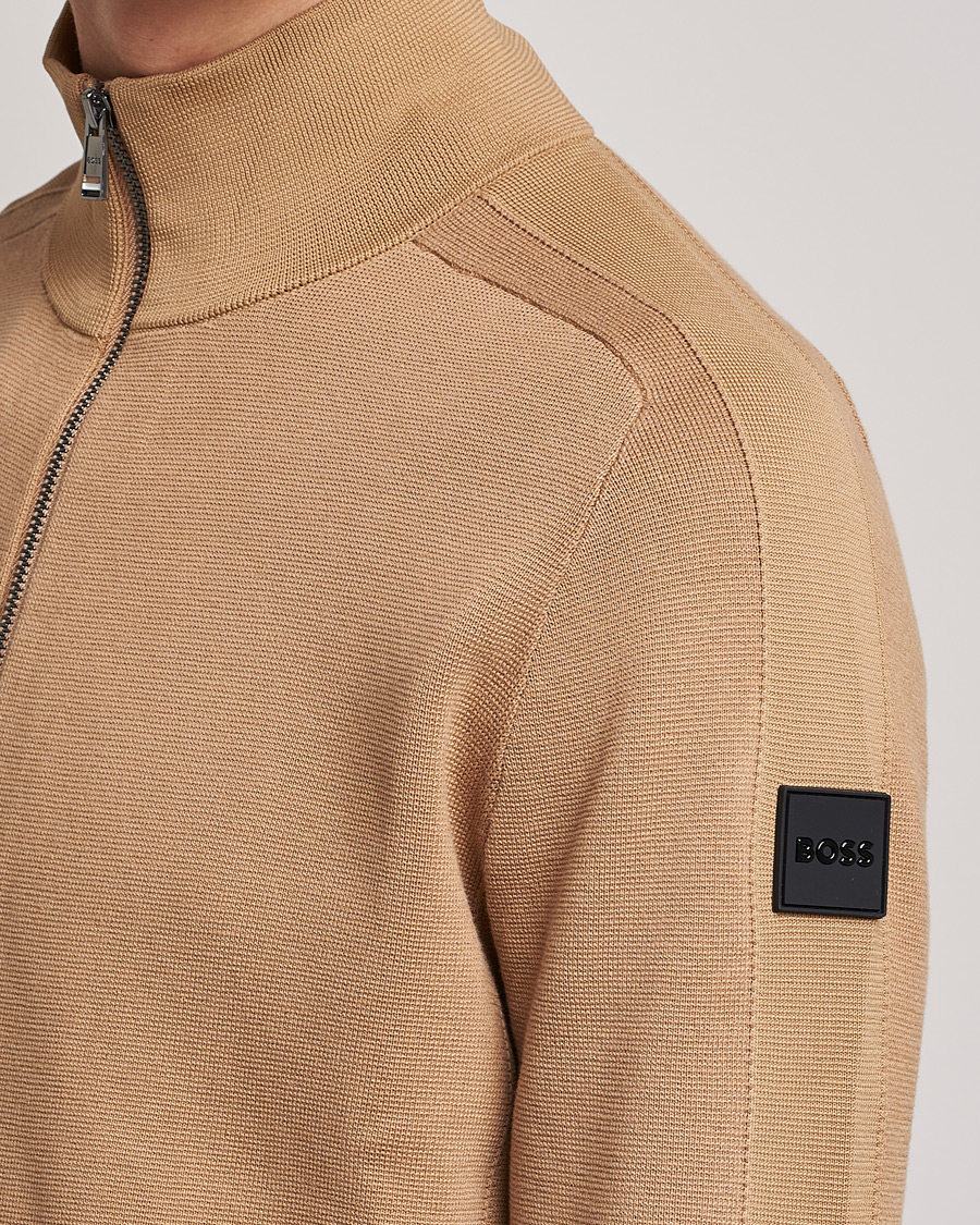 Herre | Trøjer | BOSS BLACK | Fisio Knitted Full Zip Medium Beige