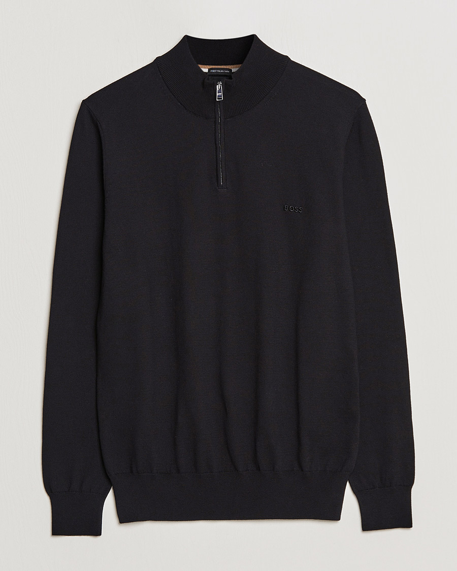 Herre | Trøjer | BOSS BLACK | Padro Merino Knitted Half Zip Black