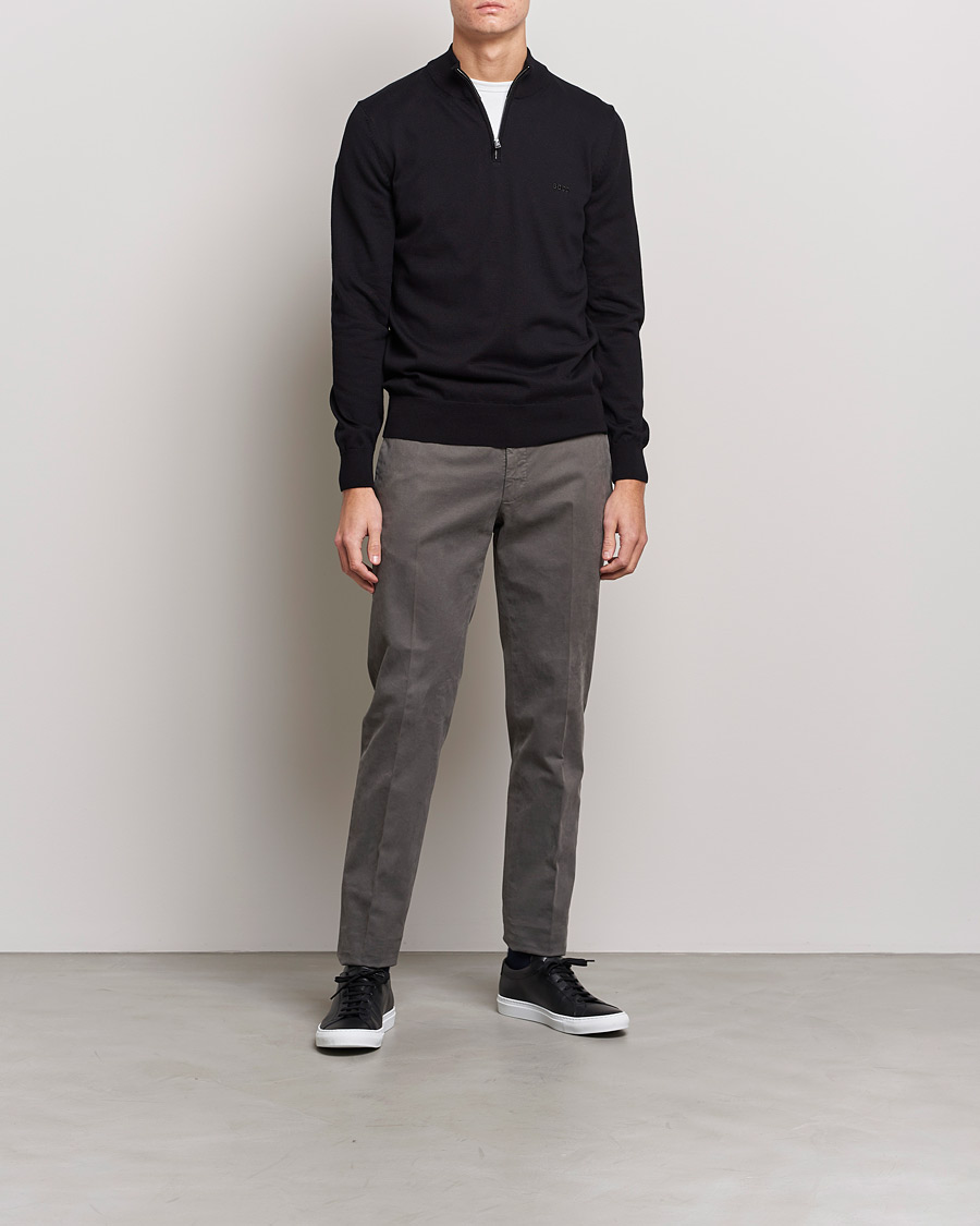 Herre | Trøjer | BOSS BLACK | Padro Merino Knitted Half Zip Black