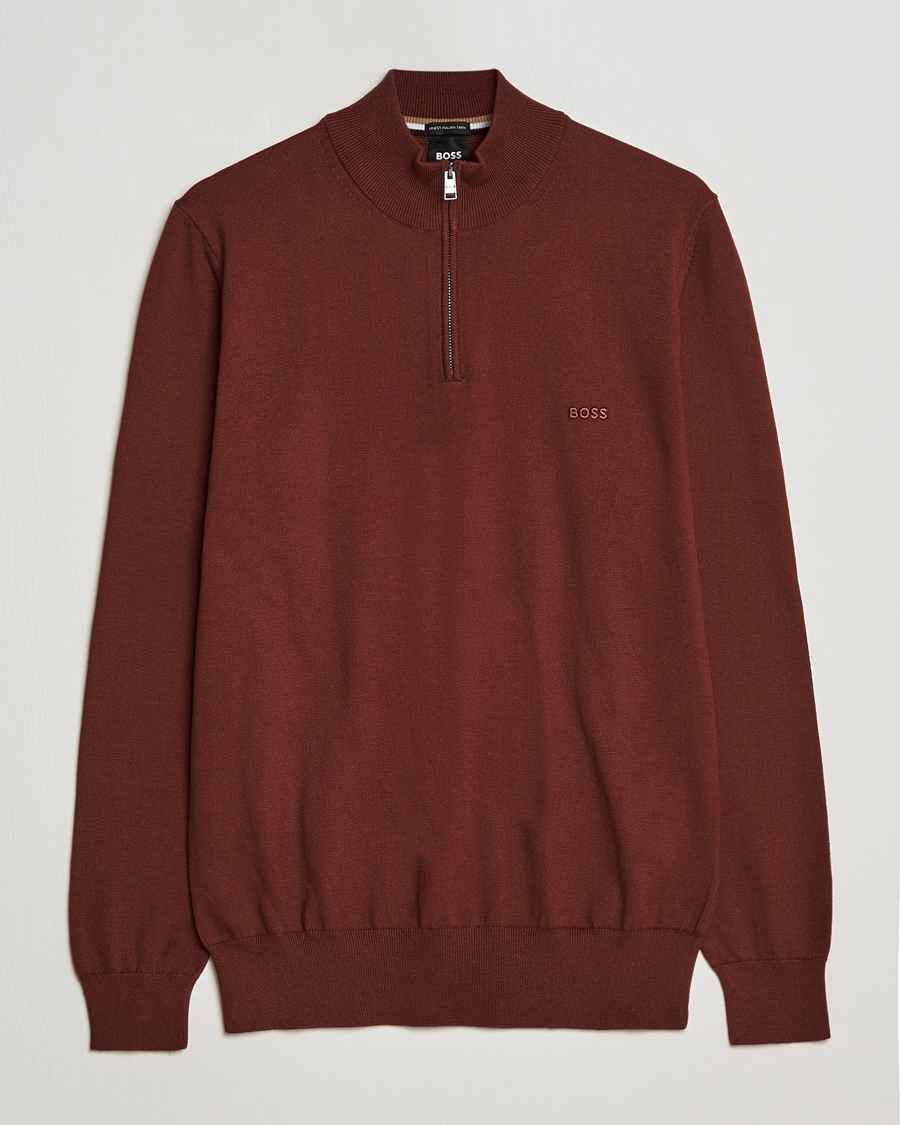 Herre | Trøjer | BOSS BLACK | Padro Merino Knitted Half Zip Medium Brown