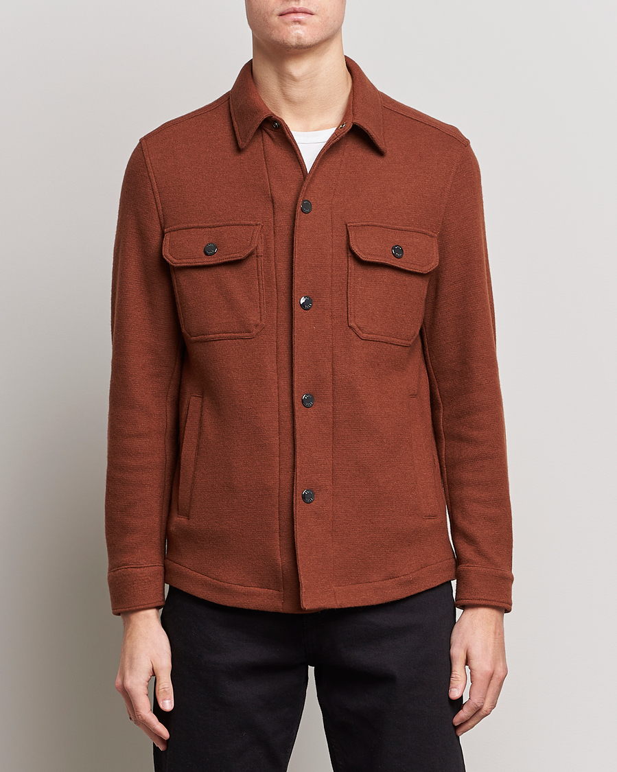 Herre | Skjorter | BOSS BLACK | Carper Wool Overshirt Medium Brown