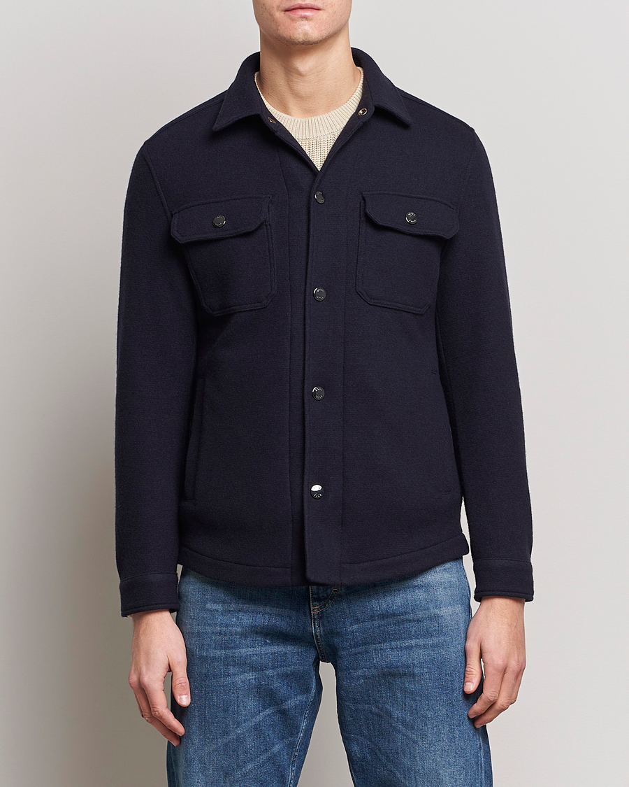Herre | Overshirts | BOSS BLACK | Carper Wool Overshirt Dark Blue