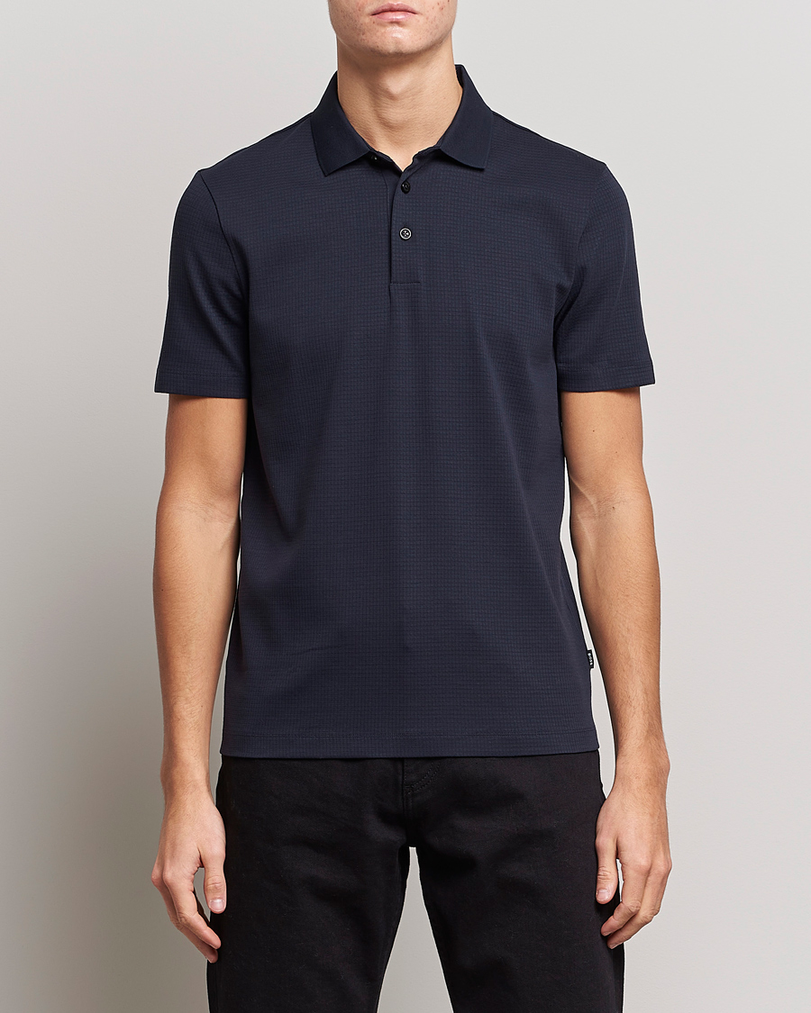 Herre | Polotrøjer | BOSS BLACK | Pitton Waffle Polo Dark Blue