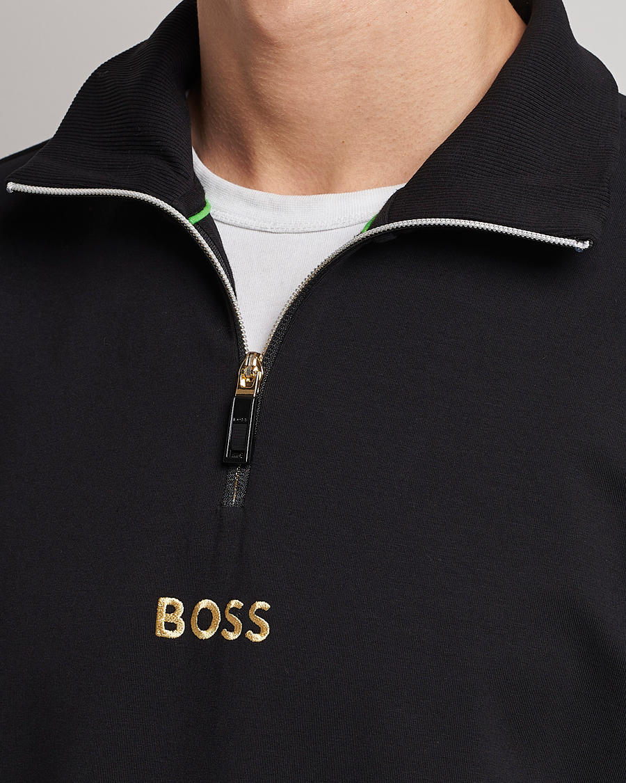 Herre | Trøjer | BOSS GREEN | Center Logo Half Zip Black