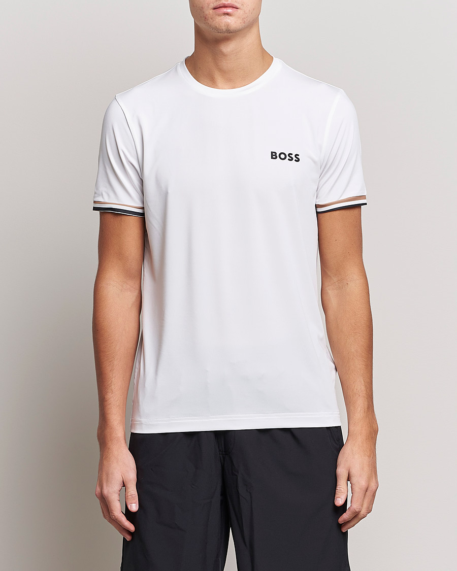 Herre | Active | BOSS Athleisure | Performance MB Crew Neck T-Shirt White
