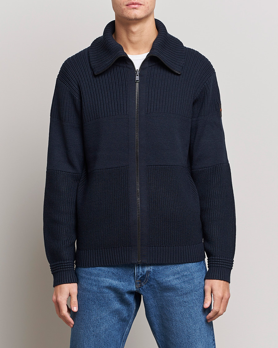 Herre |  | BOSS Casual | Kamondo Full Zip Sweater Dark Blue