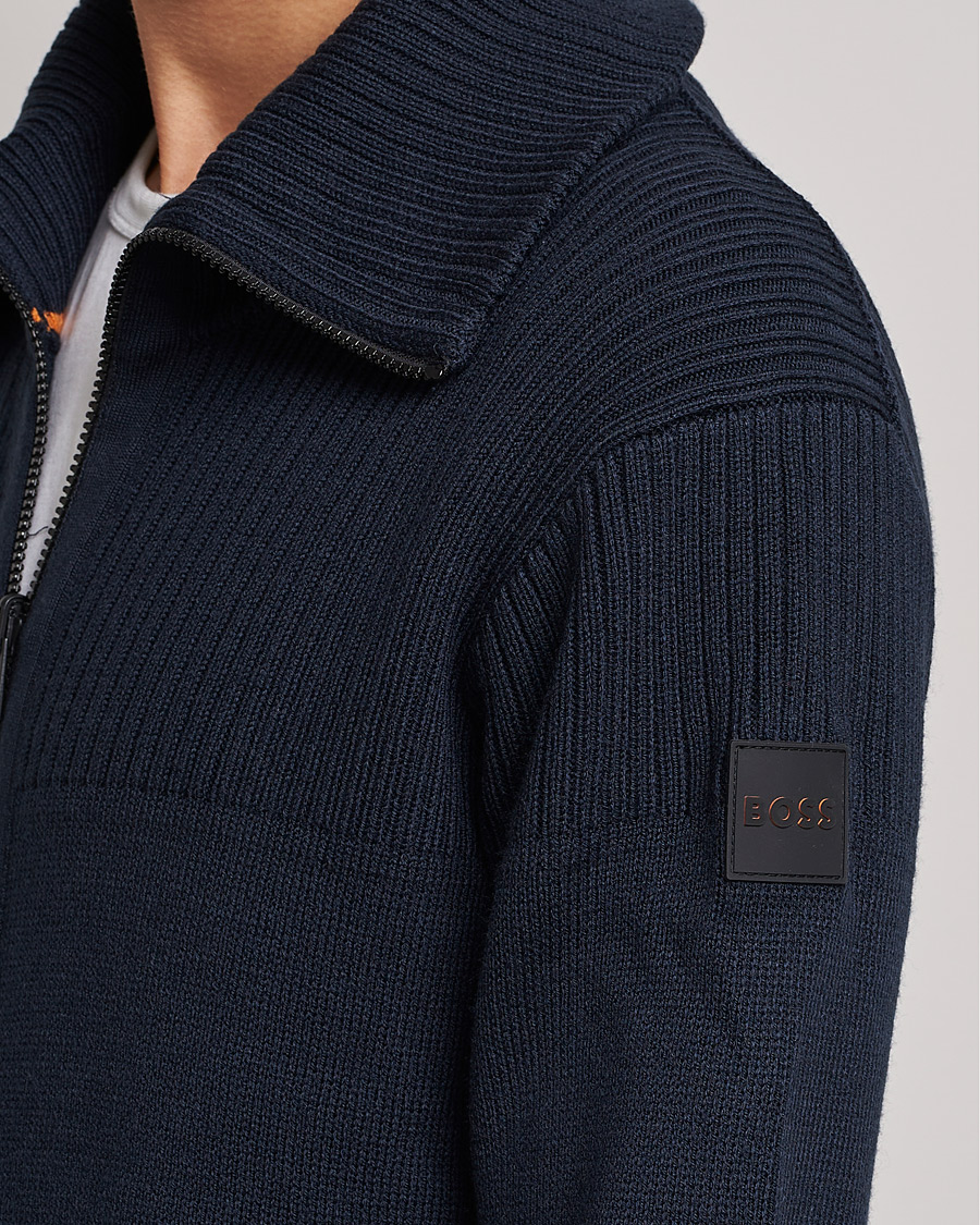 Herre | Trøjer | BOSS ORANGE | Kamondo Full Zip Sweater Dark Blue