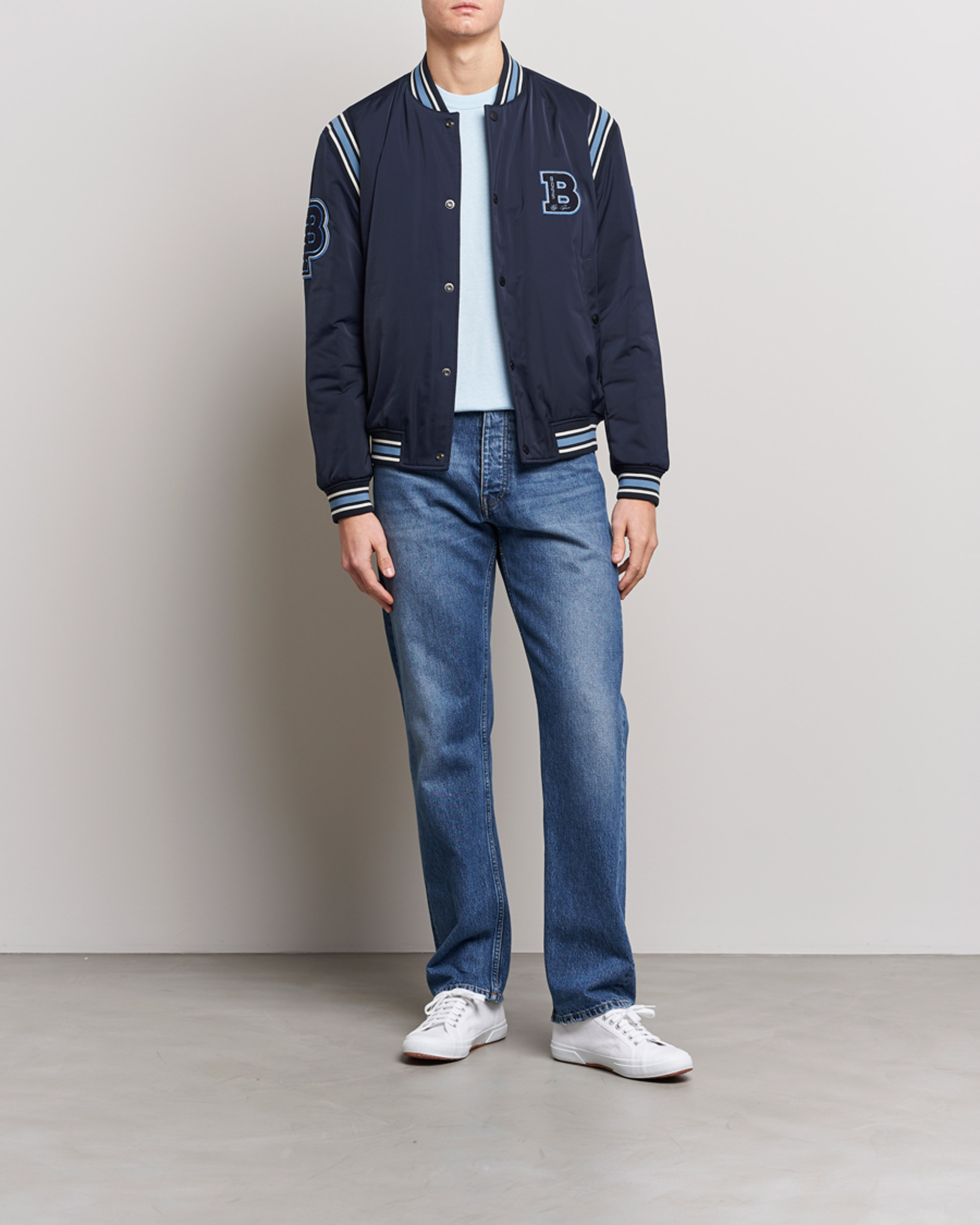 Herre | Jakker | BOSS ORANGE | Oronzo Varsity Bomber Jacket Dark Blue