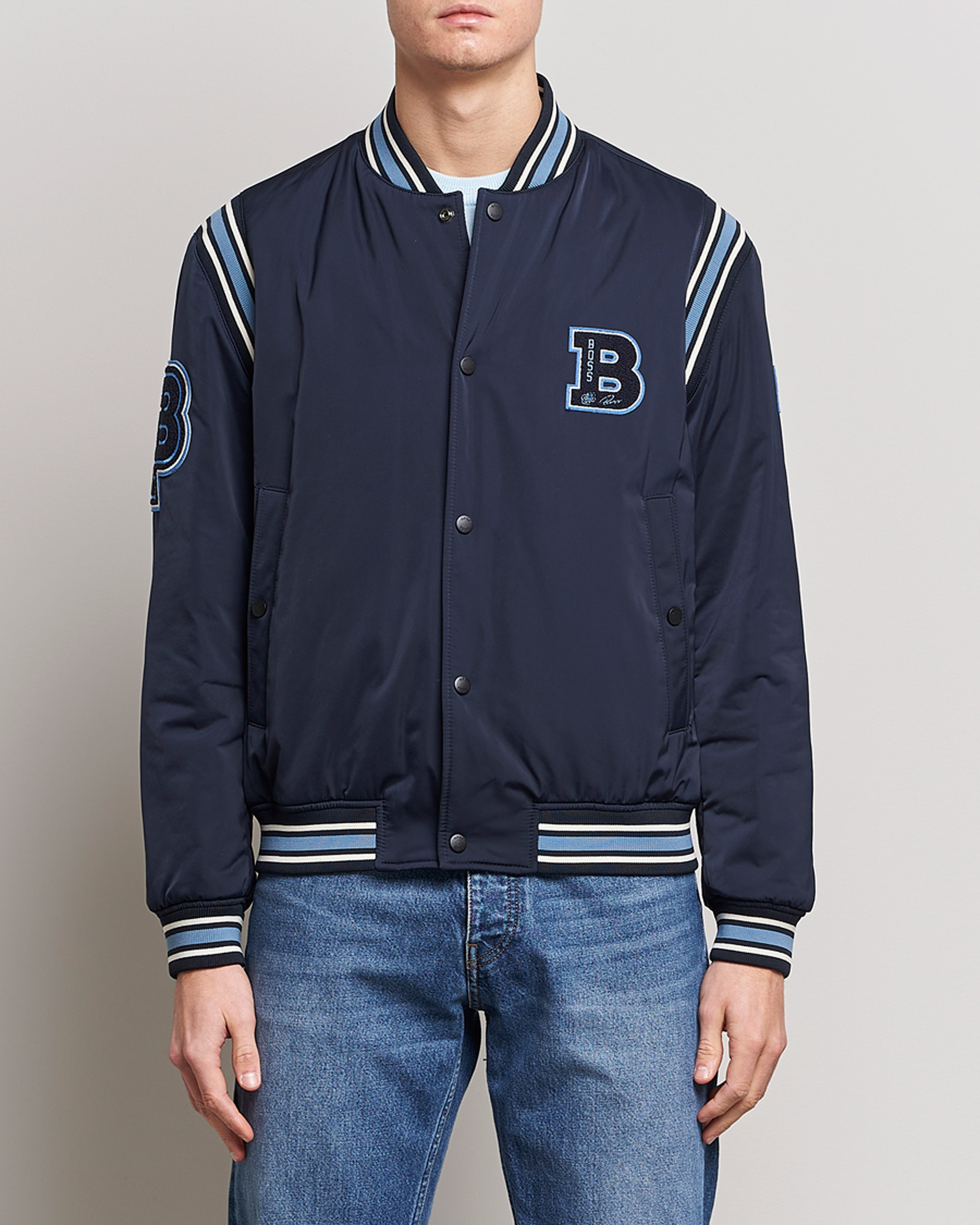 Herre | Jakker | BOSS ORANGE | Oronzo Varsity Bomber Jacket Dark Blue