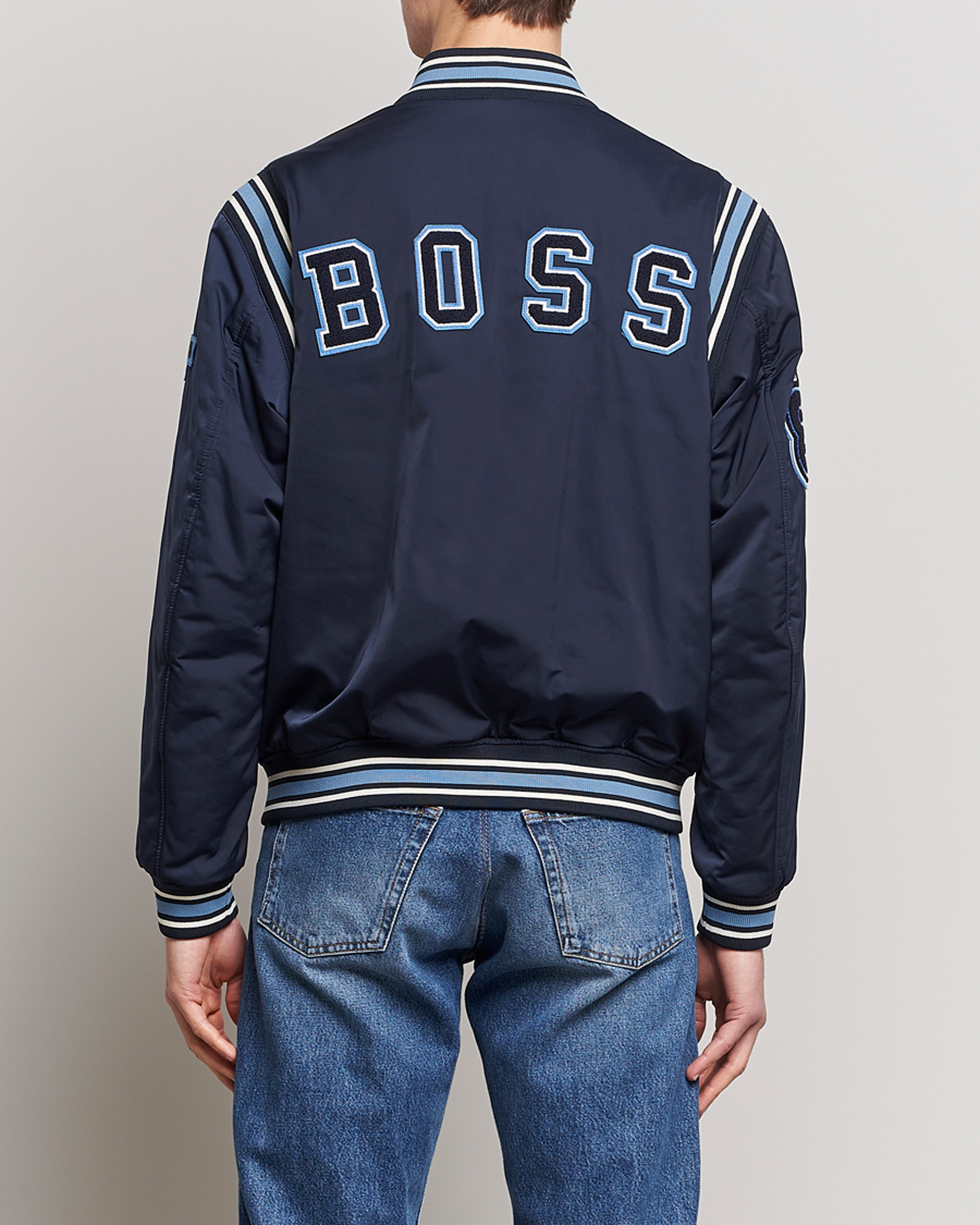 Herre | Jakker | BOSS ORANGE | Oronzo Varsity Bomber Jacket Dark Blue