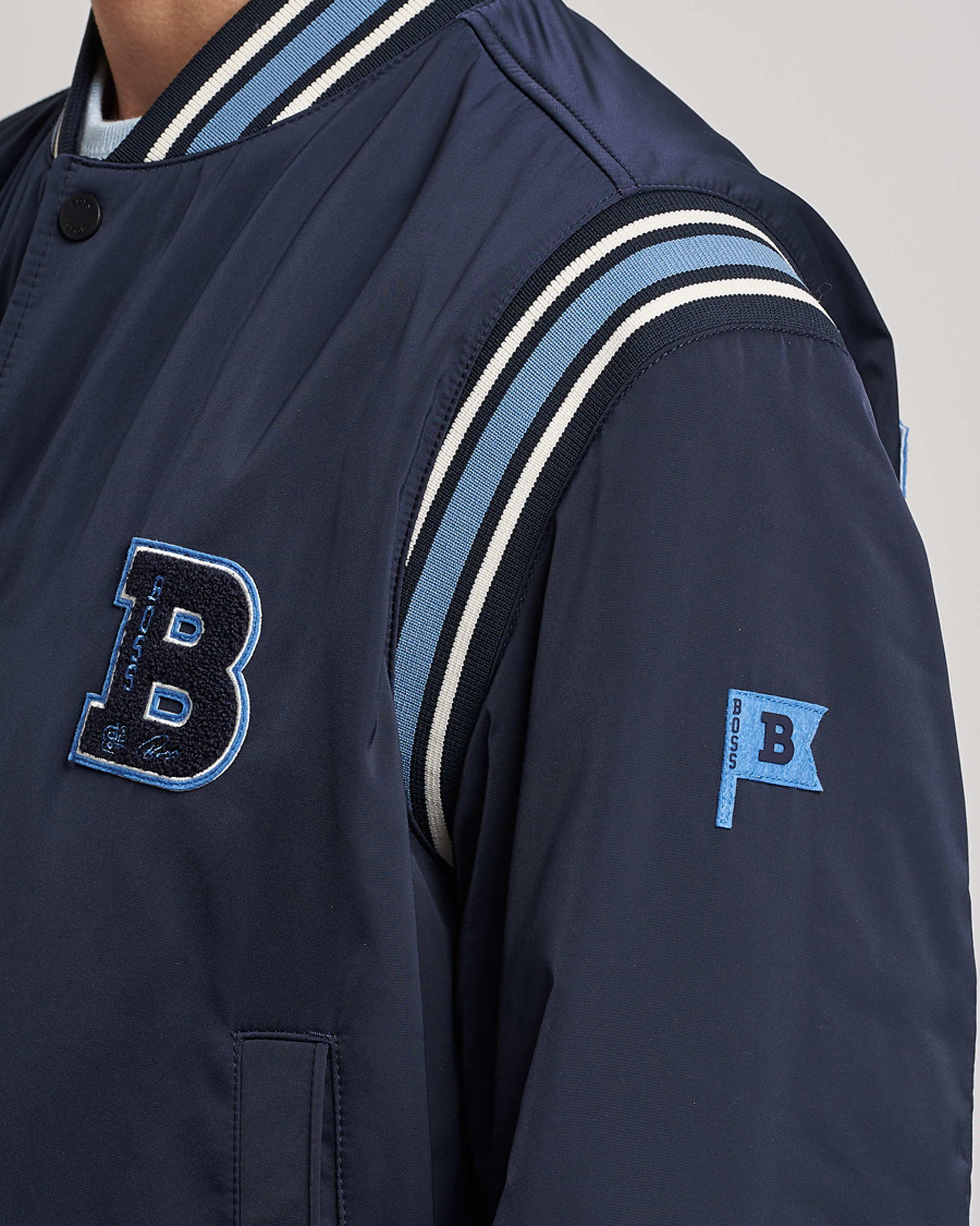 Herre | Jakker | BOSS ORANGE | Oronzo Varsity Bomber Jacket Dark Blue