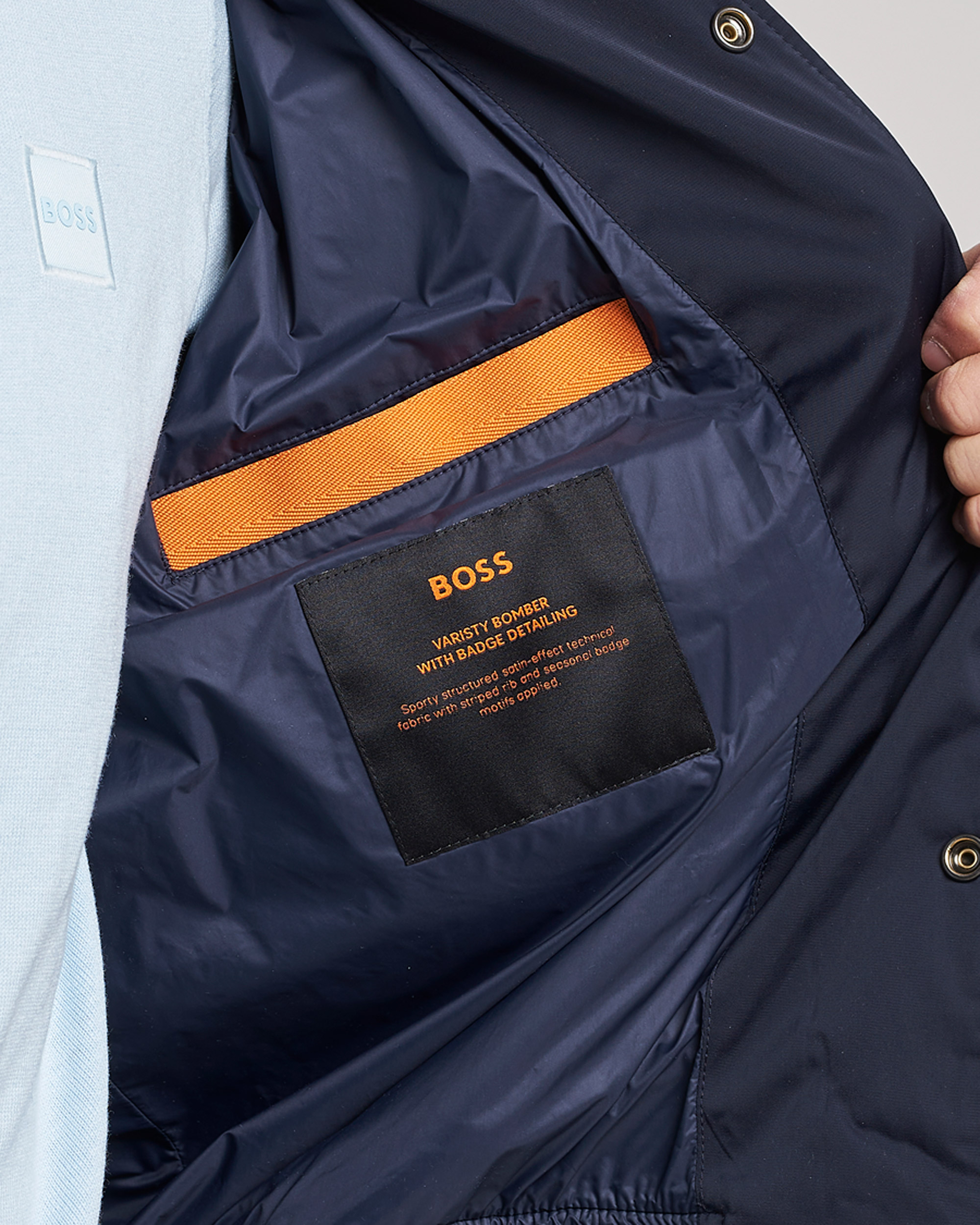 Herre | Jakker | BOSS ORANGE | Oronzo Varsity Bomber Jacket Dark Blue