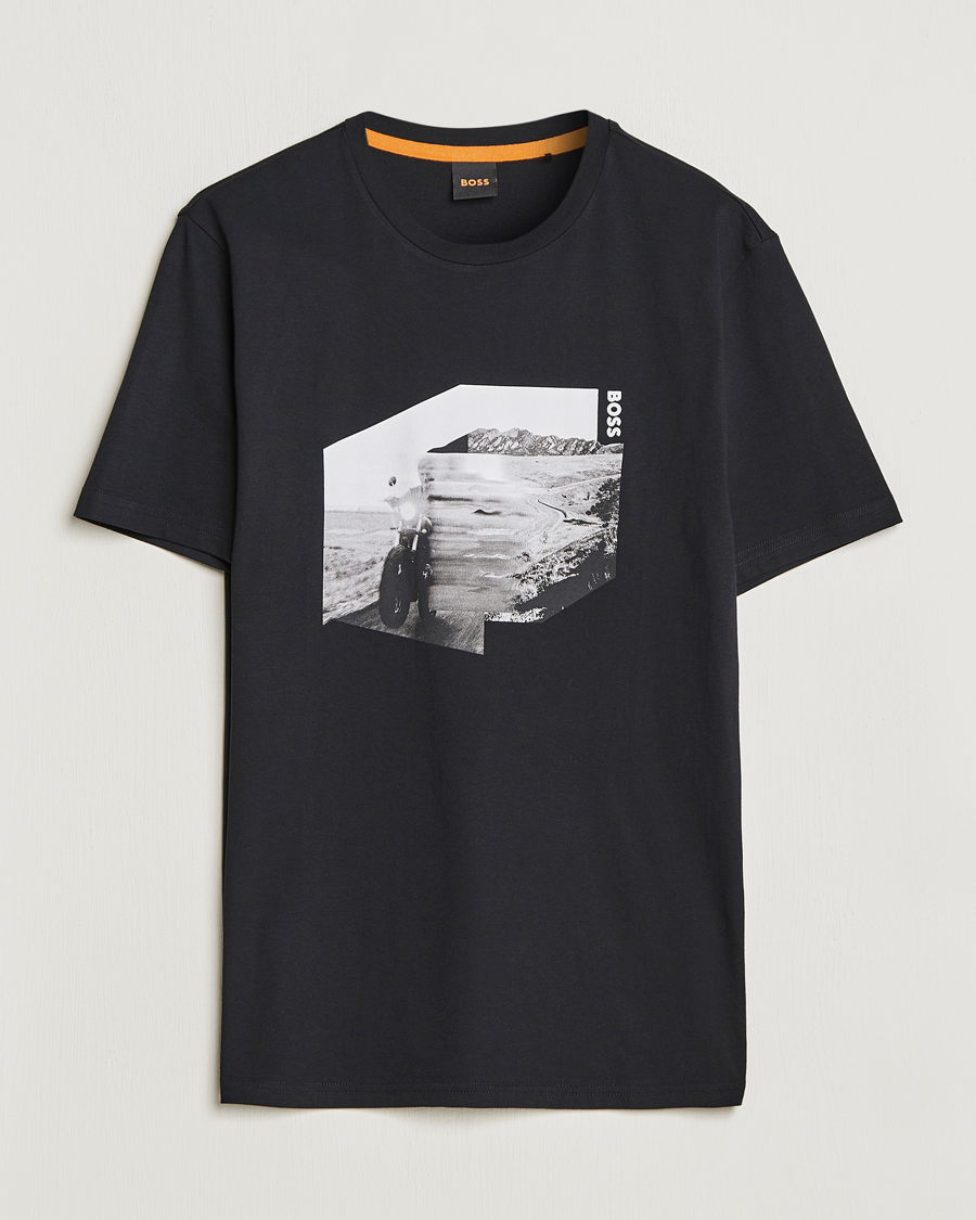 Herre | T-Shirts | BOSS ORANGE | Teglow Photoprint Crew Neck T-Shirt Black