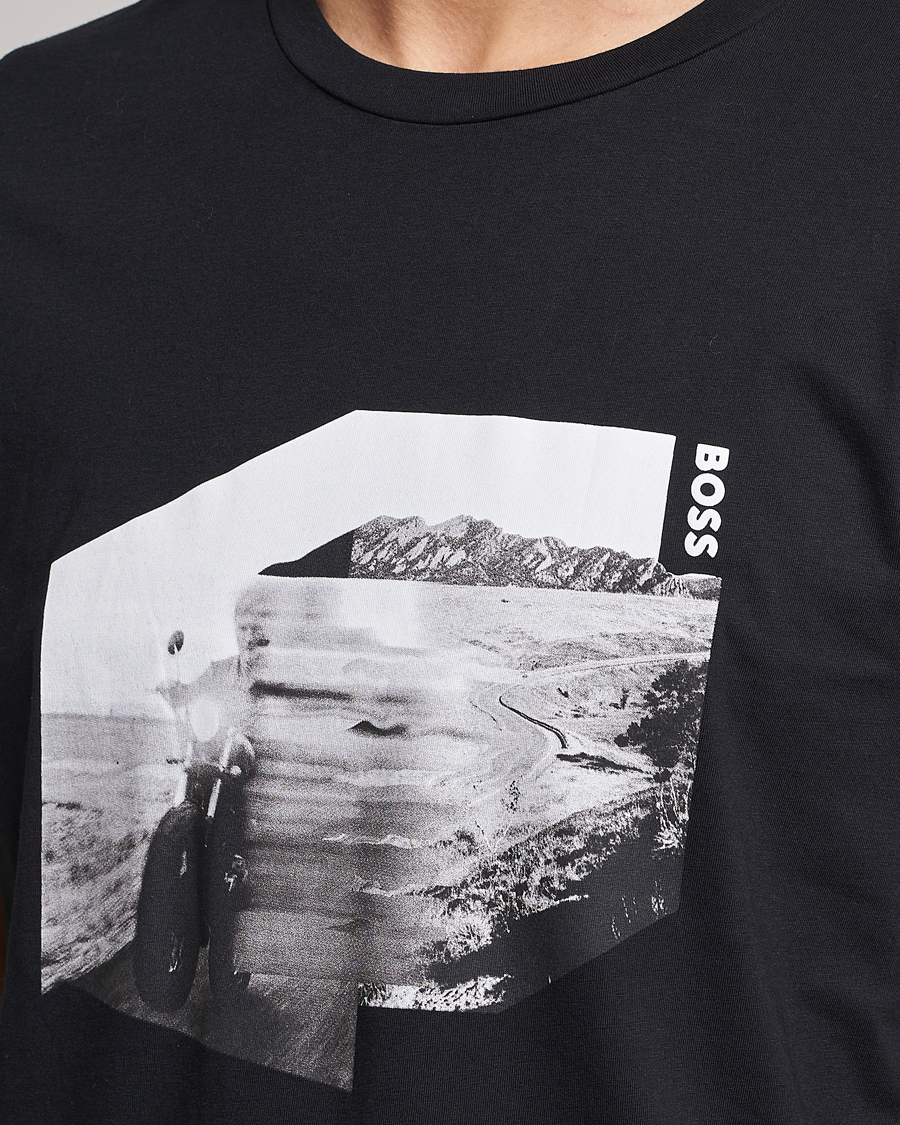 Herre | T-Shirts | BOSS ORANGE | Teglow Photoprint Crew Neck T-Shirt Black