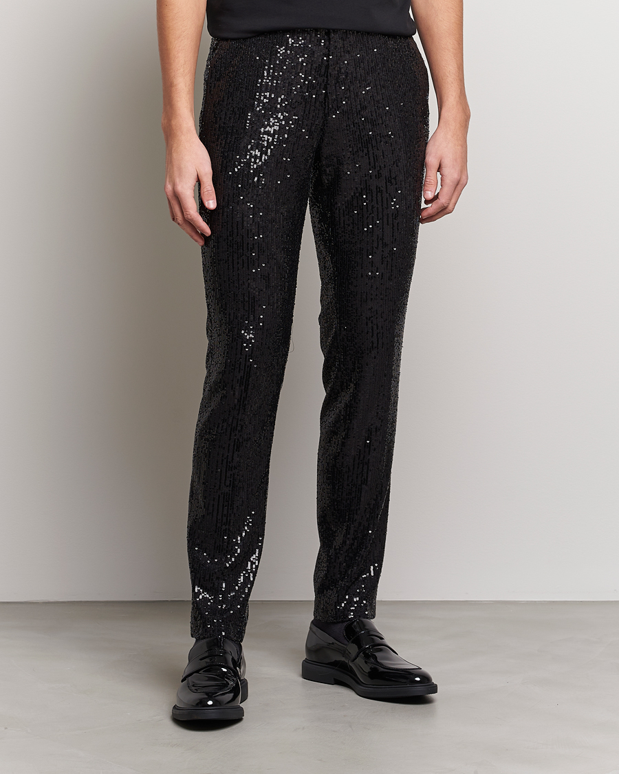 Herre | Bukser | HUGO | Hesten Shiny Tuxedo Trousers Black