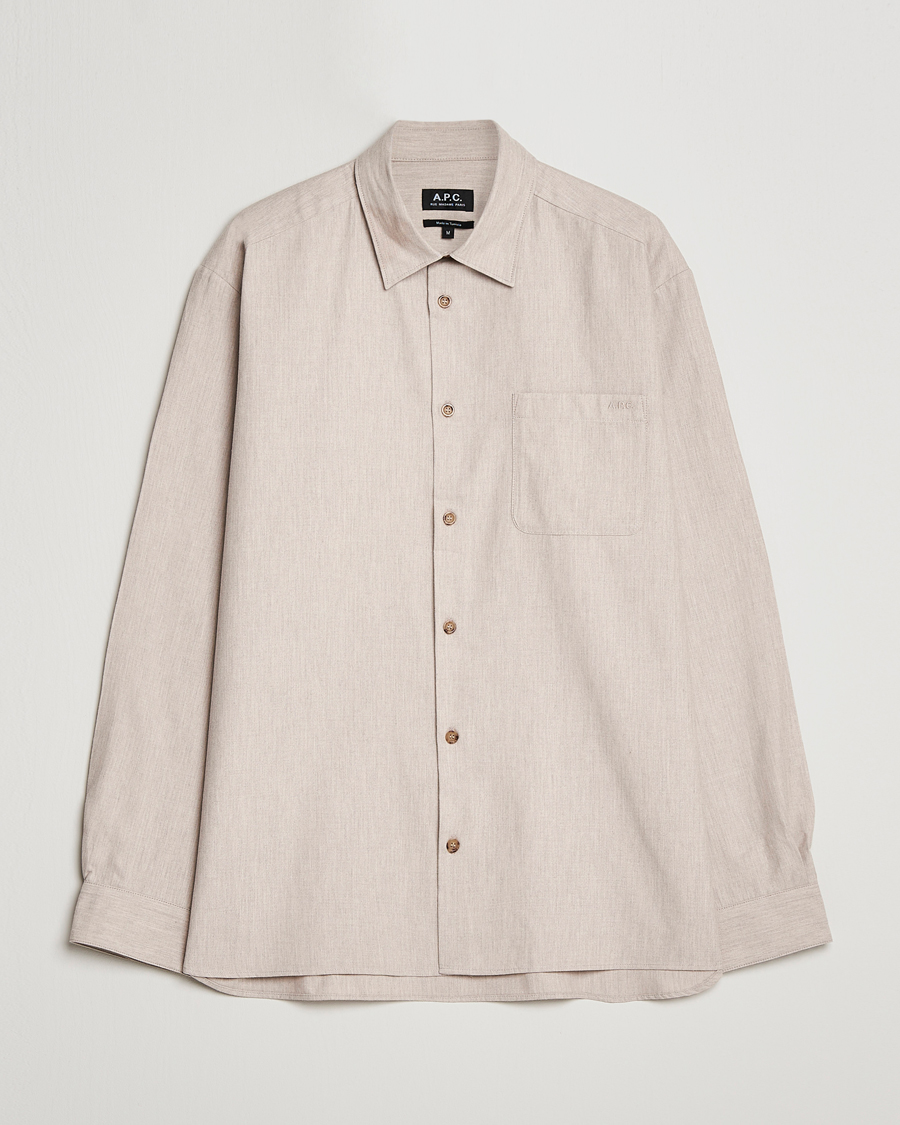 Herre | Skjorter | A.P.C. | Marlo Flannel Shirt Heather Beige