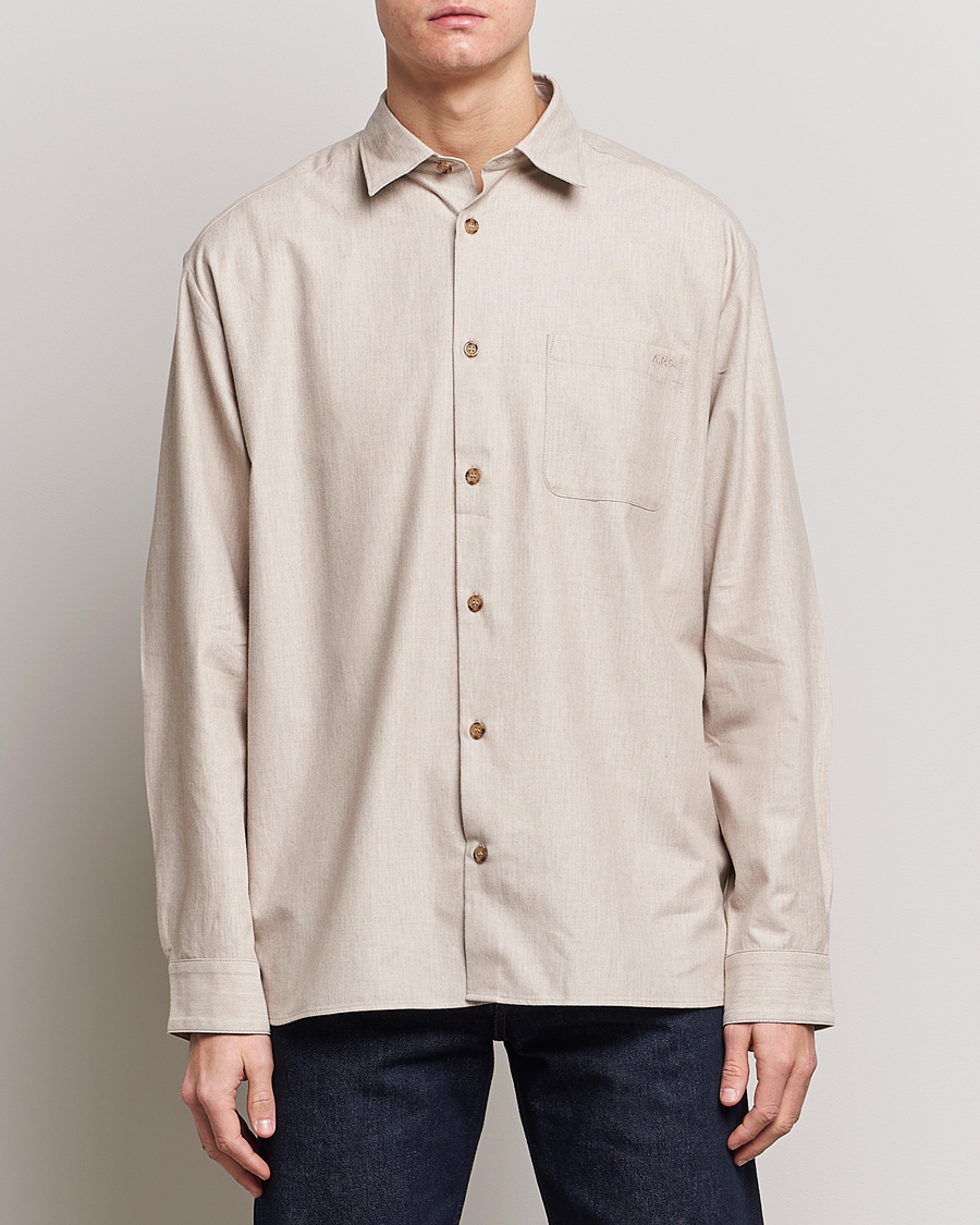Herre | Flannelskjorter | A.P.C. | Marlo Flannel Shirt Heather Beige