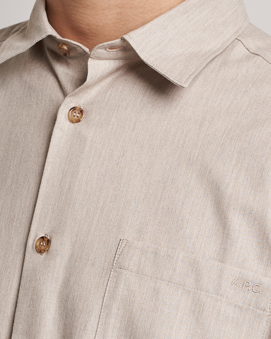 Herre | Skjorter | A.P.C. | Marlo Flannel Shirt Heather Beige