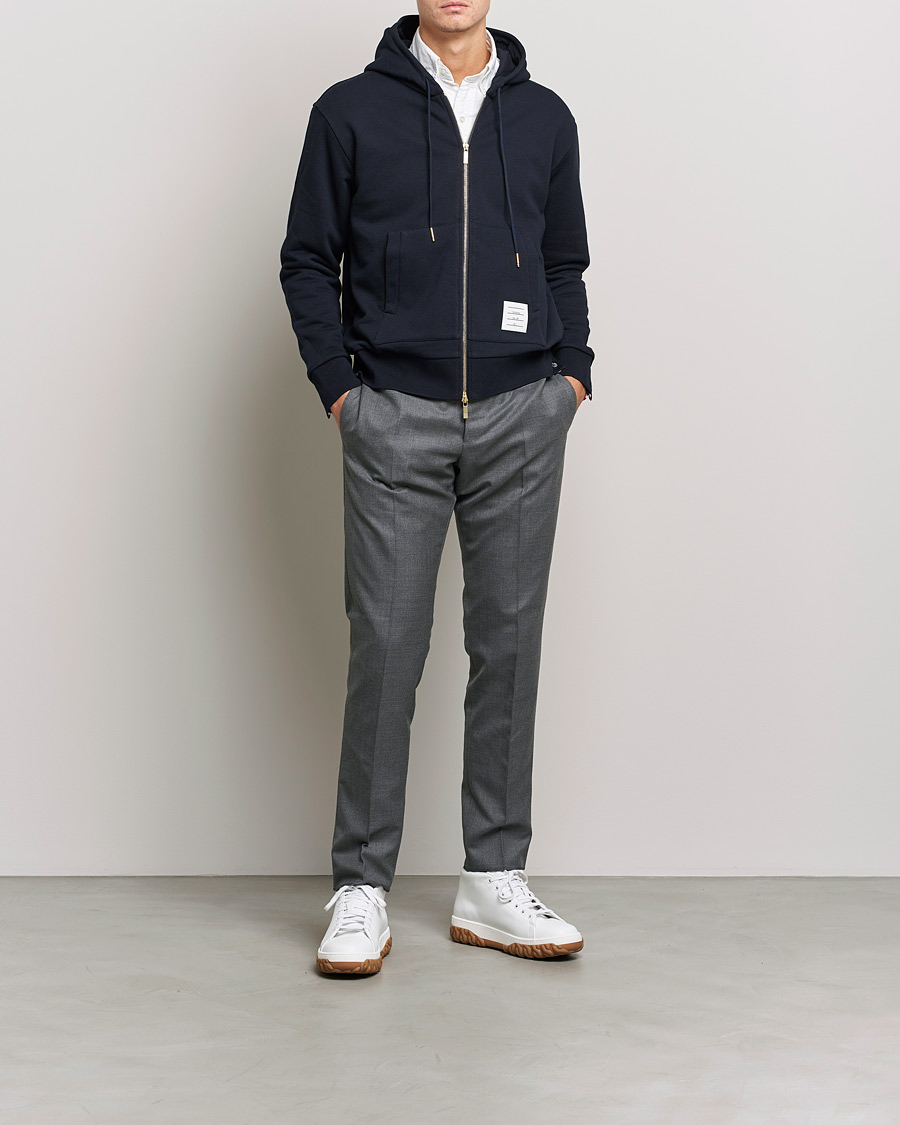 Herre | Trøjer | Thom Browne | Center Back Full Zip Hoodie Navy