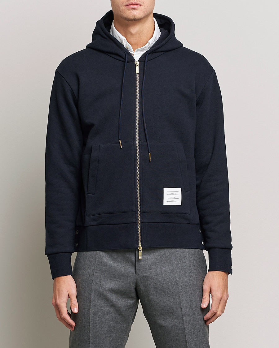 Herre | Trøjer | Thom Browne | Center Back Full Zip Hoodie Navy