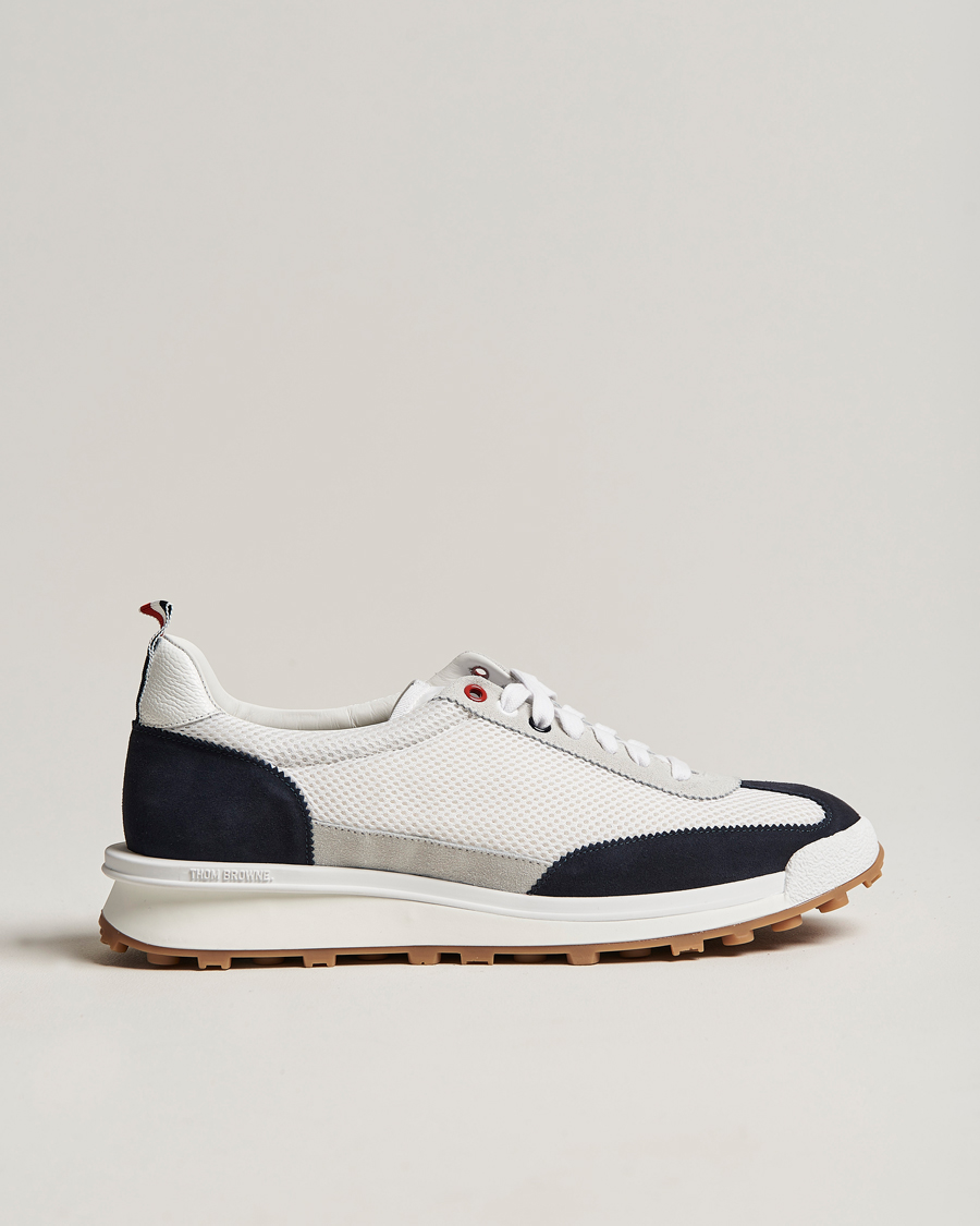 Herre | Thom Browne Tech Runner White/Navy Suede | Thom Browne | Tech Runner White/Navy Suede