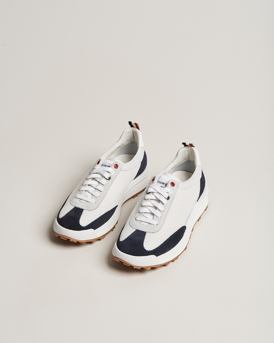 Herre | Thom Browne Tech Runner White/Navy Suede | Thom Browne | Tech Runner White/Navy Suede