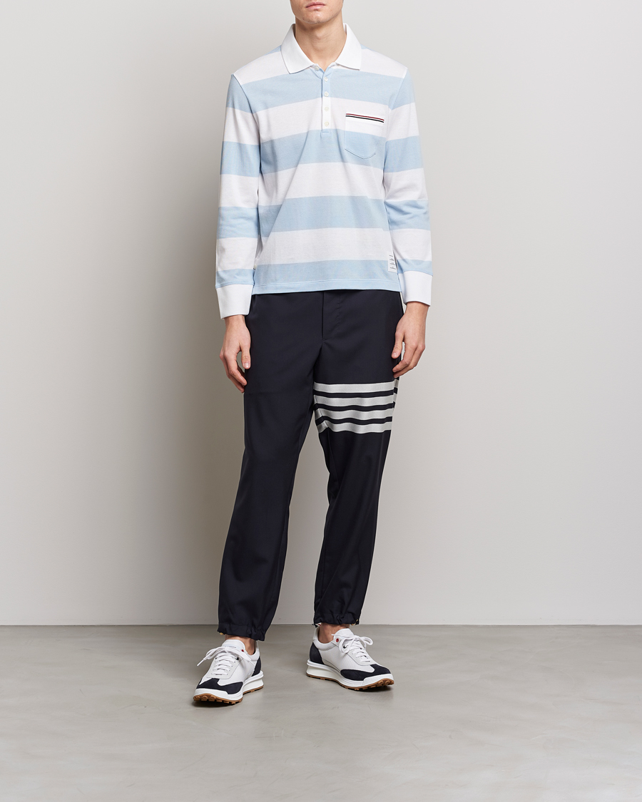 Herre | Trøjer | Thom Browne | Rugby Stripe Long Sleeve Polo Light Blue