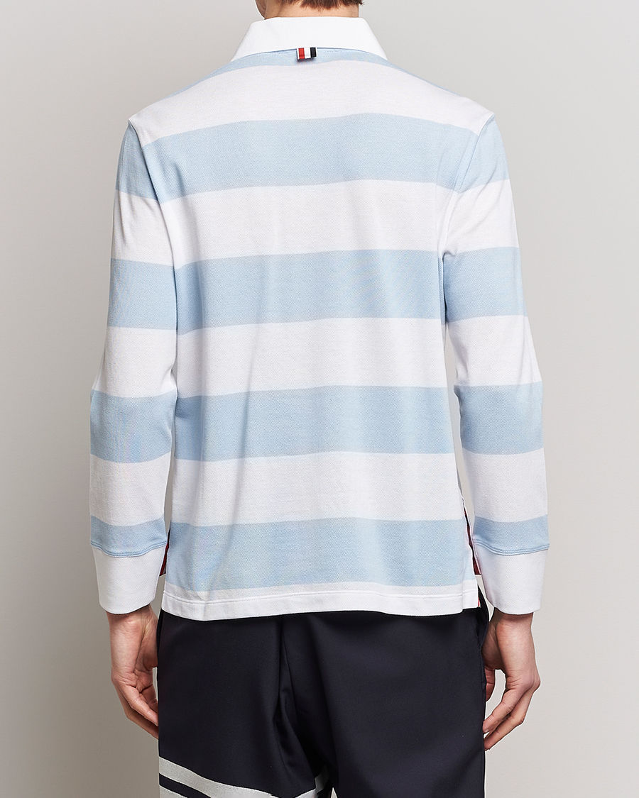 Herre | Trøjer | Thom Browne | Rugby Stripe Long Sleeve Polo Light Blue