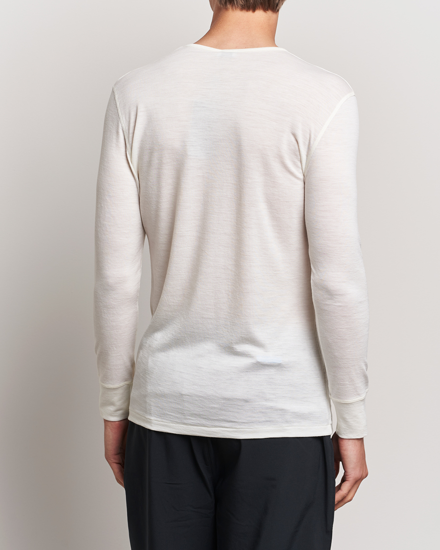 Herre | Langærmede t-shirts | Zimmerli of Switzerland | Wool/Silk Long Sleeve T-Shirt Ecru