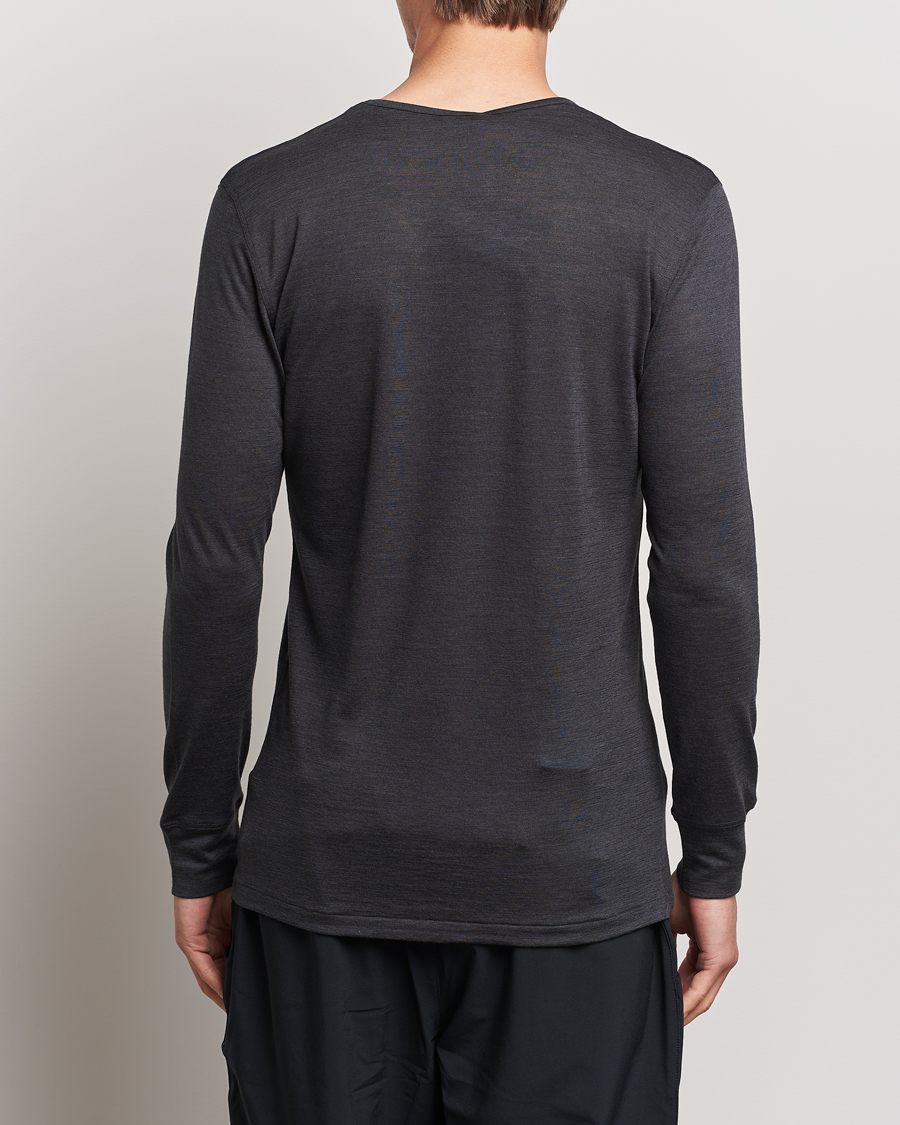 Herre | Langærmede t-shirts | Zimmerli of Switzerland | Wool/Silk Long Sleeve T-Shirt Charcoal