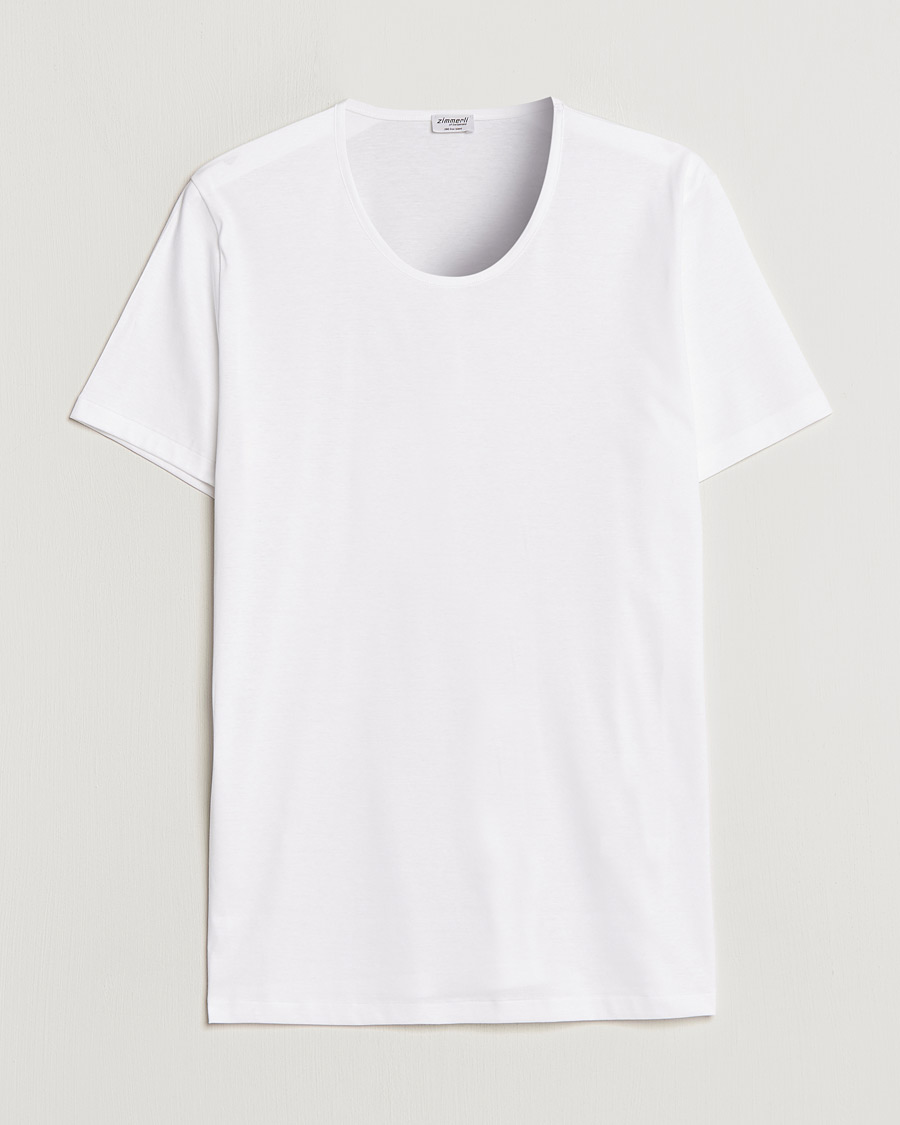 Herre |  | Zimmerli of Switzerland | Sea Island Cotton Crew Neck T-Shirt White