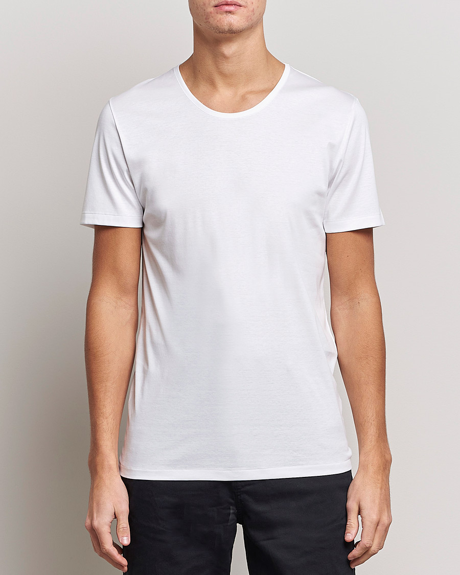 Herre | Kortærmede t-shirts | Zimmerli of Switzerland | Sea Island Cotton Crew Neck T-Shirt White