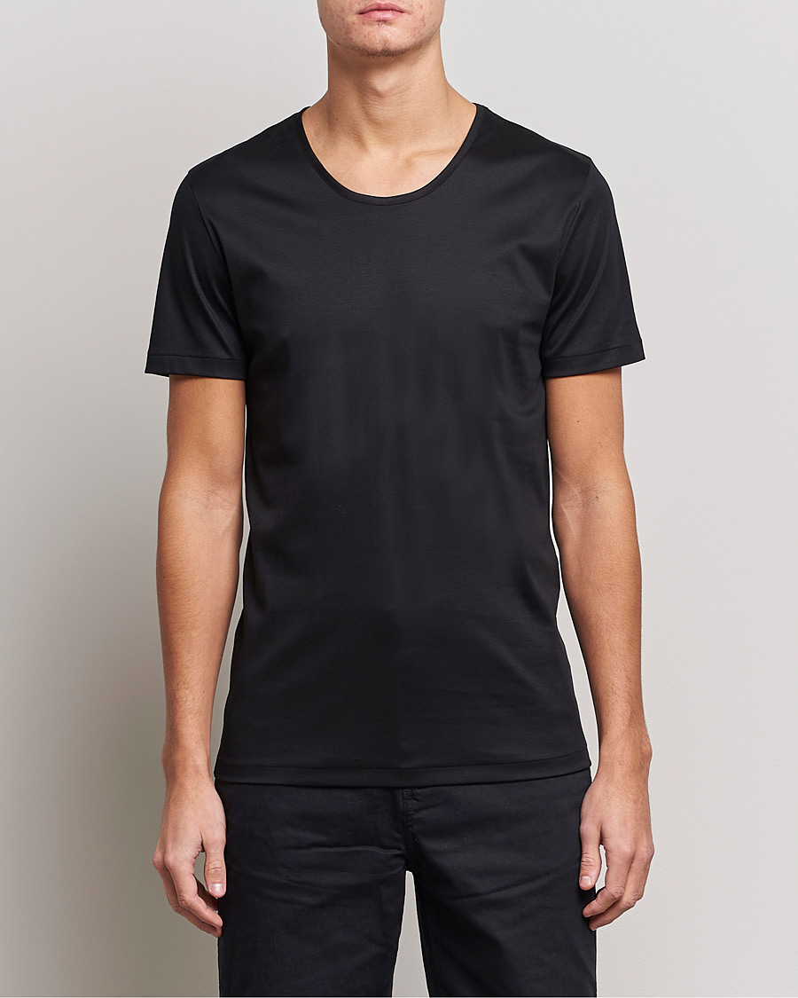 Herre | Sorte t-shirts | Zimmerli of Switzerland | Sea Island Cotton Crew Neck T-Shirt Black