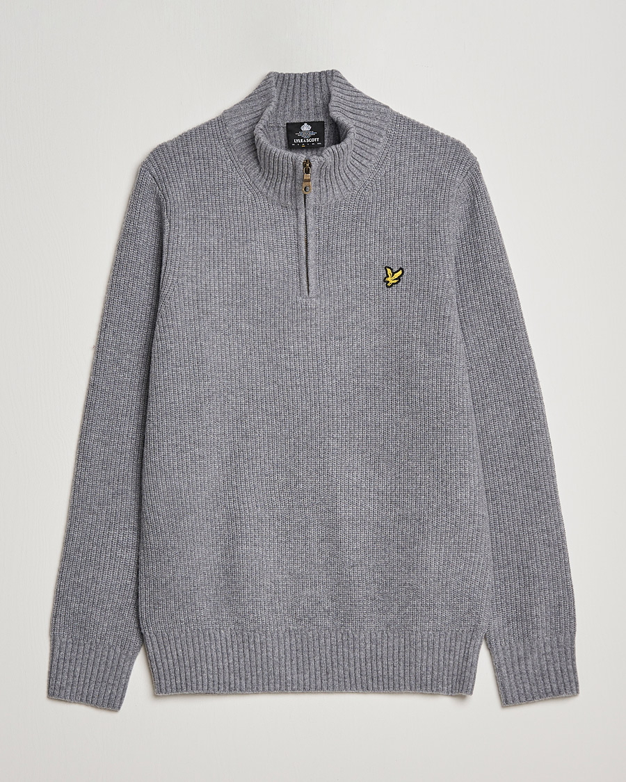 Herre | Trøjer | Lyle & Scott | Ribbed Quarter Zip Sweater Grey Marl