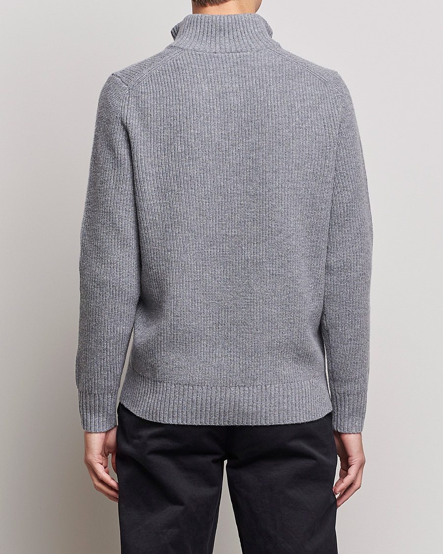 Herre | Trøjer | Lyle & Scott | Ribbed Quarter Zip Sweater Grey Marl