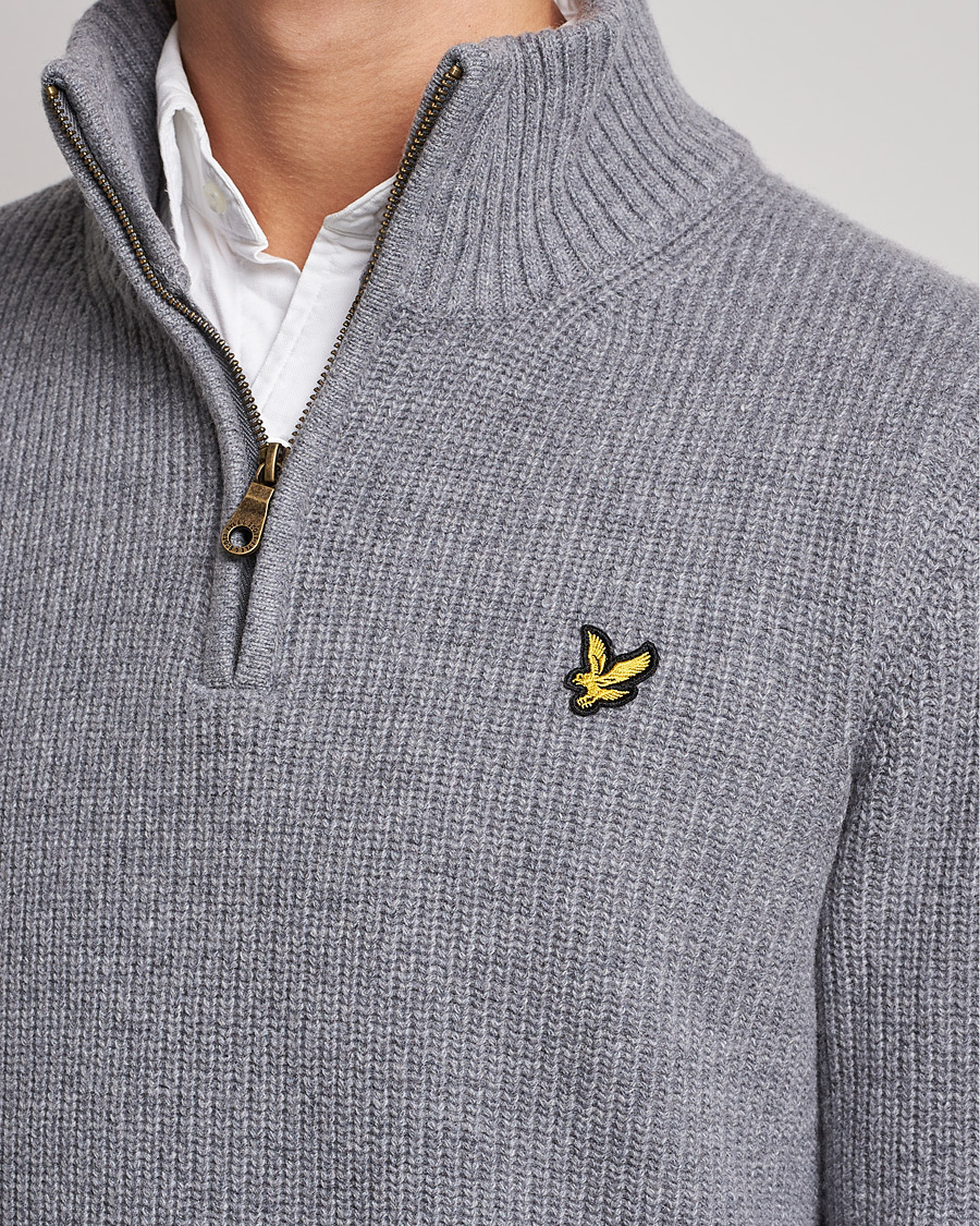 Herre | Trøjer | Lyle & Scott | Ribbed Quarter Zip Sweater Grey Marl