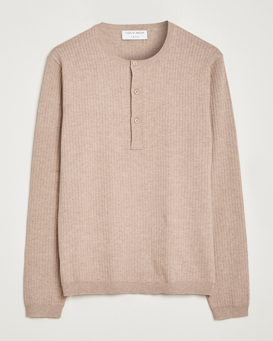 Herre | Trøjer | Tiger of Sweden | Nassau Cotton Wool Knitted Sweater Beigie Melange