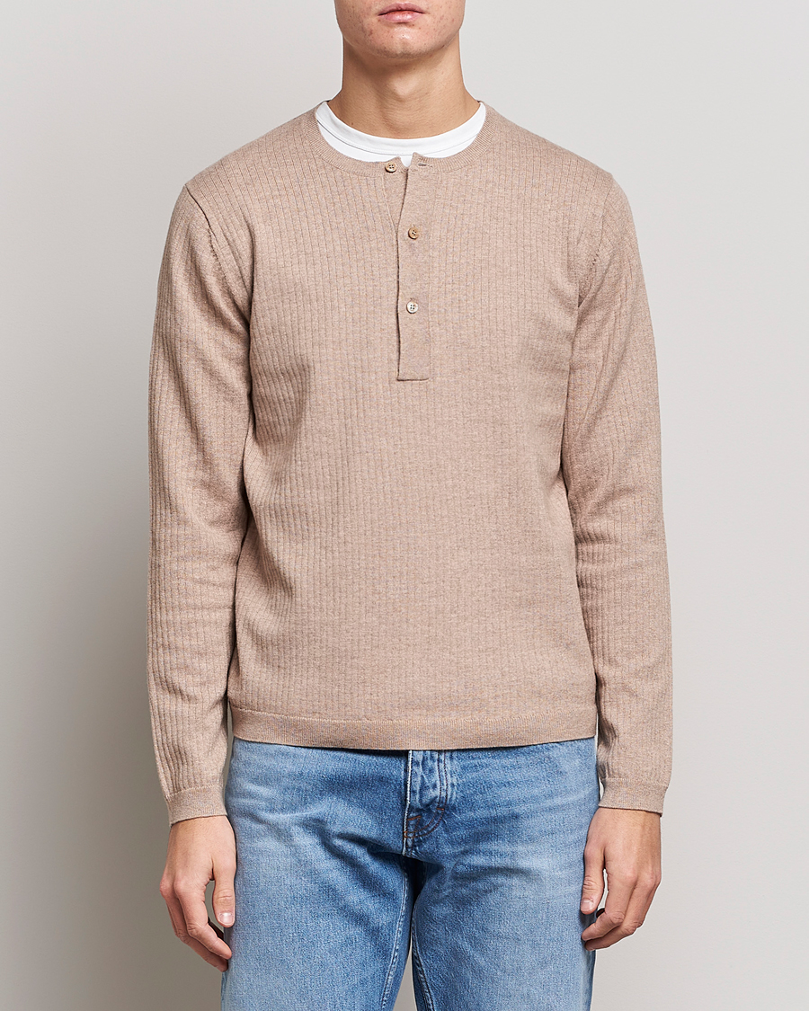 Herre | Trøjer | Tiger of Sweden | Nassau Cotton Wool Knitted Sweater Beigie Melange