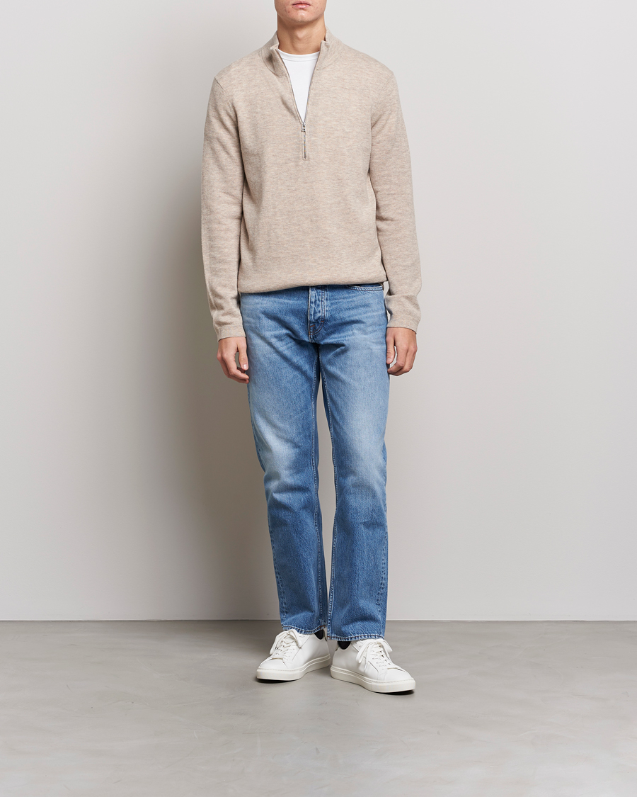 Herre | Tøj | Tiger of Sweden | Owain Merino Half Zip Sweater Dark White