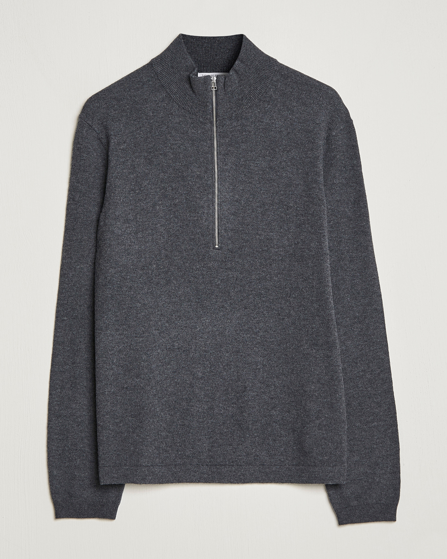 Herre | Trøjer | Tiger of Sweden | Owain Merino Half Zip Sweater Dark Grey Mel