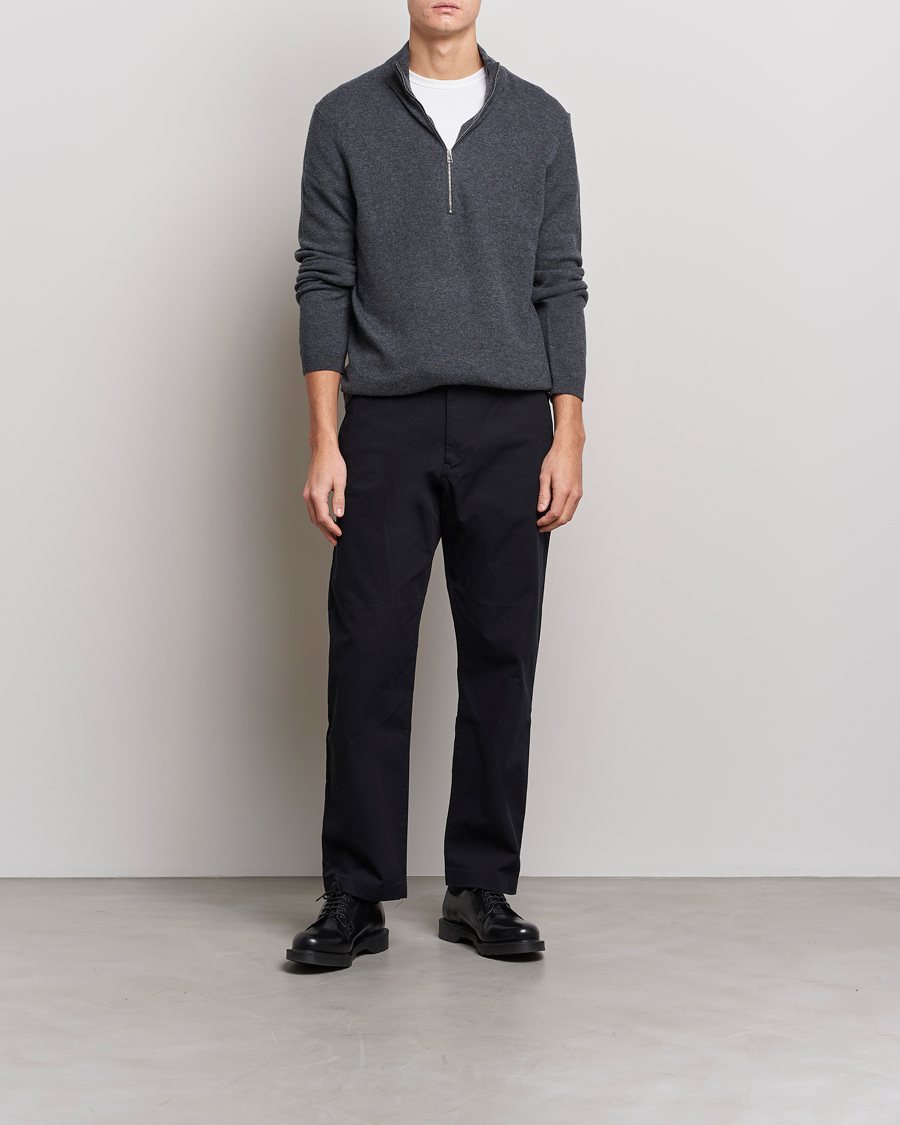 Herre | Trøjer | Tiger of Sweden | Owain Merino Half Zip Sweater Dark Grey Mel