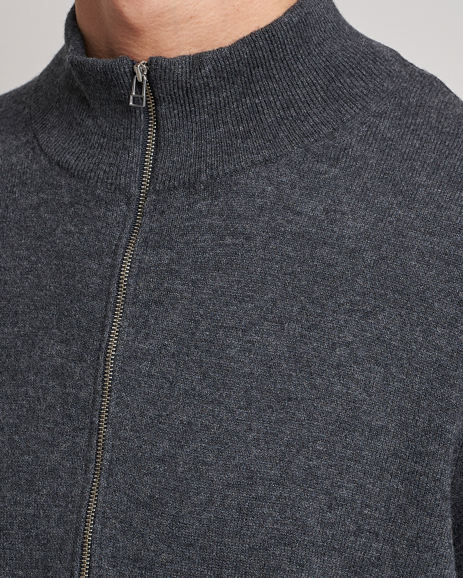 Herre | Trøjer | Tiger of Sweden | Owain Merino Half Zip Sweater Dark Grey Mel