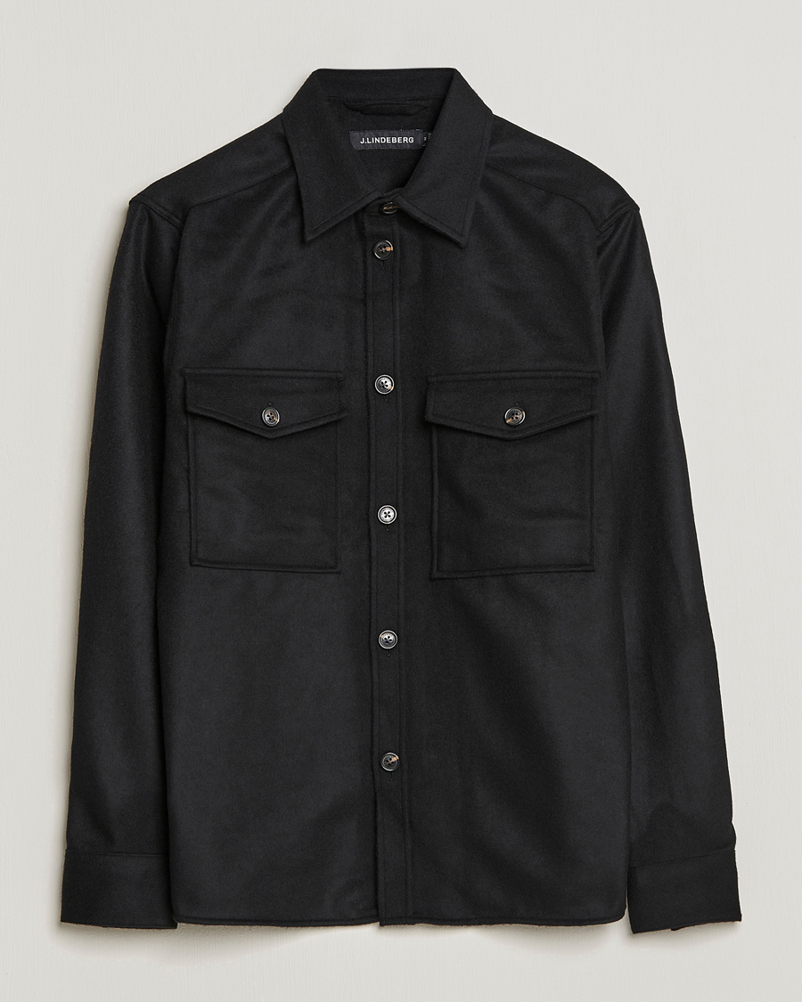 Herre | Skjorter | J.Lindeberg | Silas Regular Wool Mix Overshirt Black