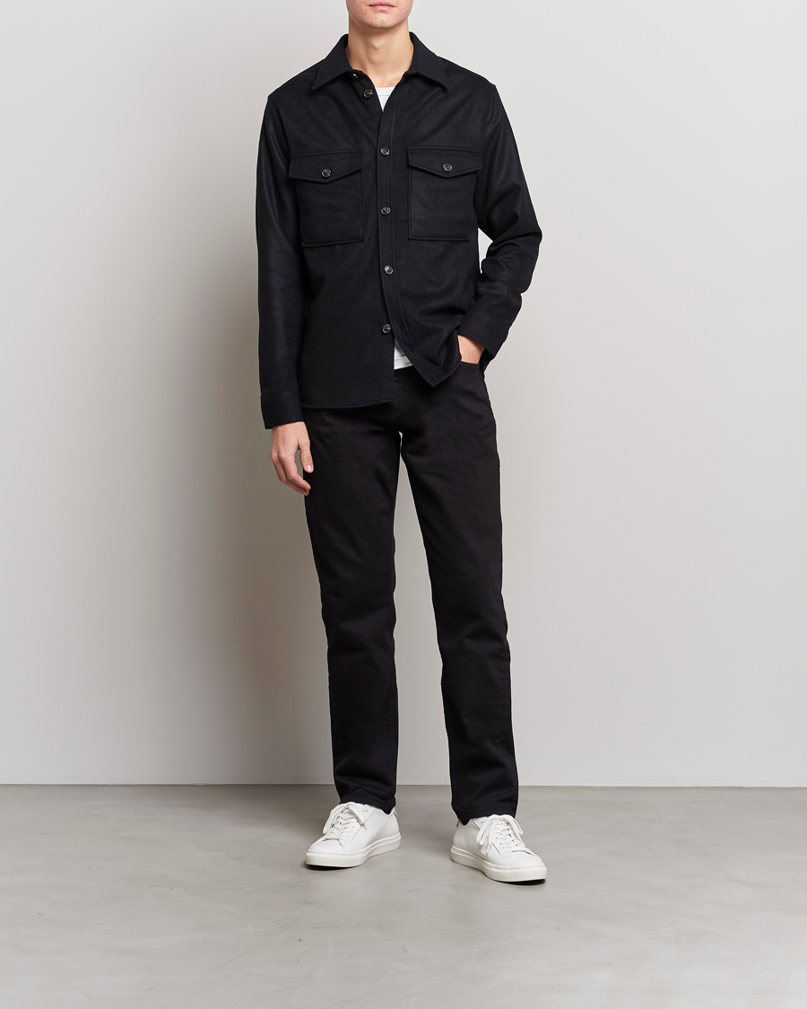 Herre | Skjorter | J.Lindeberg | Silas Regular Wool Mix Overshirt Black