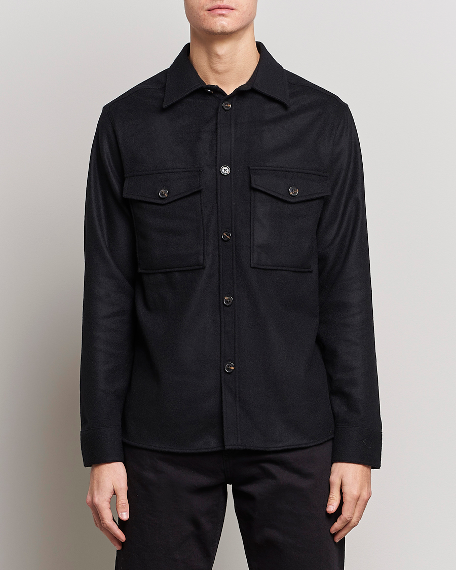 Herre | Shirt Jackets | J.Lindeberg | Silas Regular Wool Mix Overshirt Black