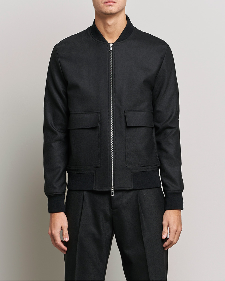 Herre | Jakker | J.Lindeberg | Thom Bomber Wool Twill Jacket Black
